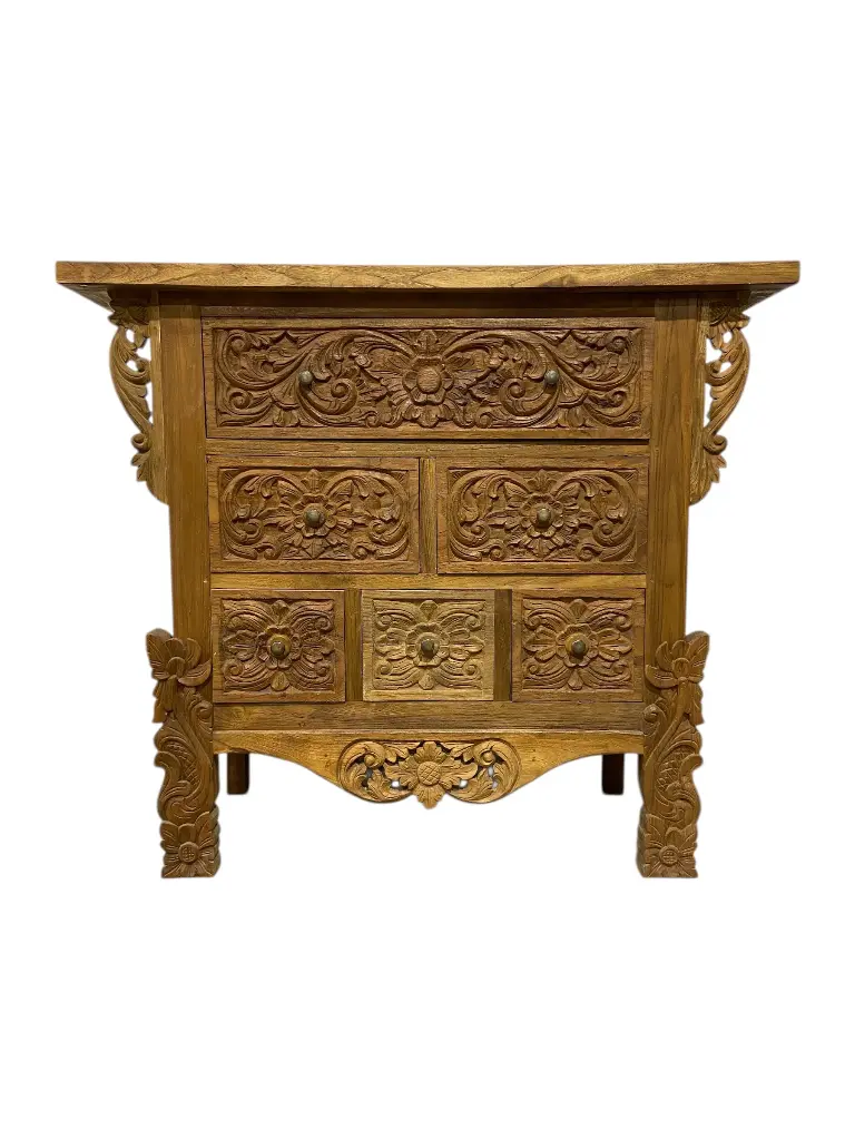 Console sculptée - 6 tiroirs - 106 x 120 x 50 cm