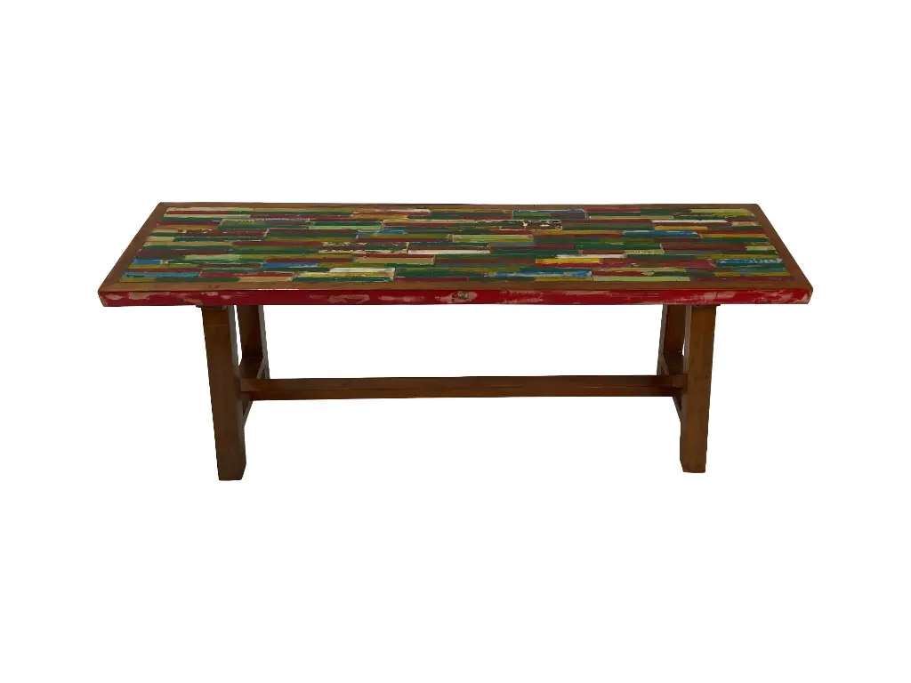 Banc marqueté - 50 x 130 x 35 cm