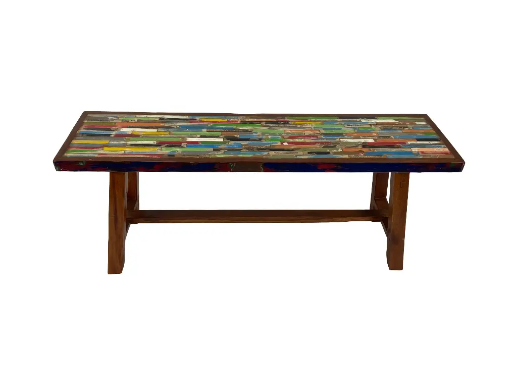 Banc marqueté - 50 x 130 x 35 cm