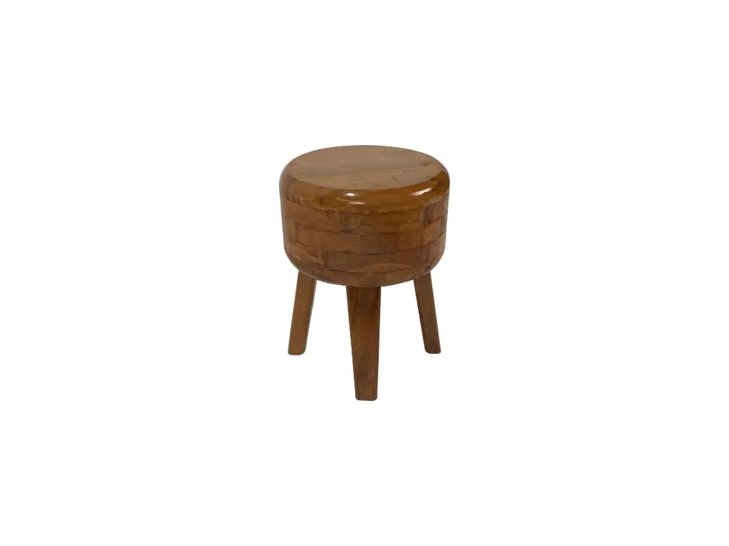 Tabouret rond en teck - 45 x 35 x 35 cm