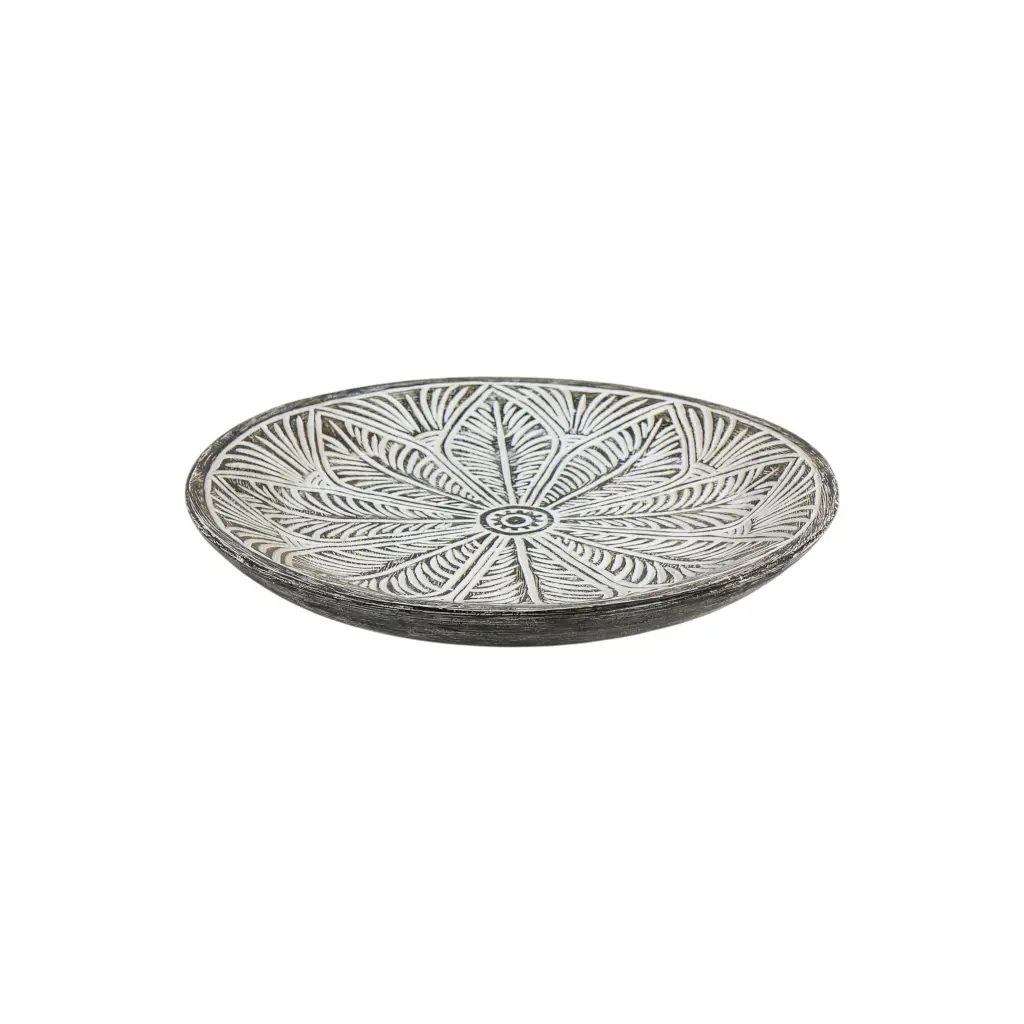Plat Décoratif Sculpté (Medium) - Black Wash - 9 x 50 x 50 cm
