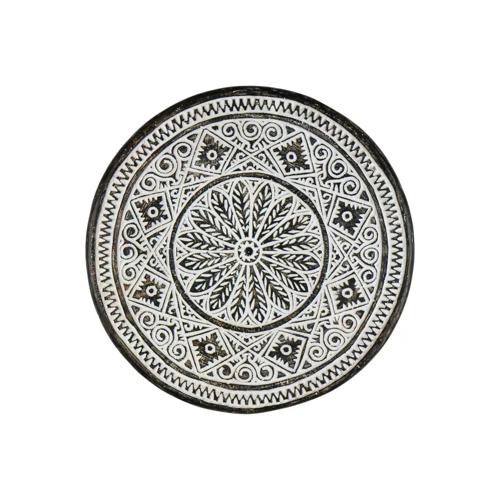 Plat Décoratif Sculpté (Medium) - Black Wash - 9 x 50 x 50 cm