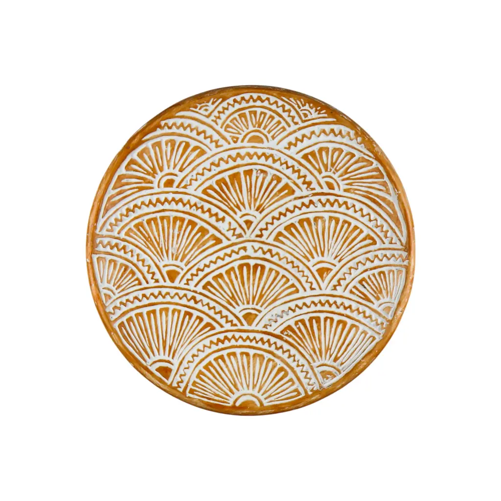 Plat Décoratif Sculpté (Medium) - White Wash - 9 x 50 x 50 cm