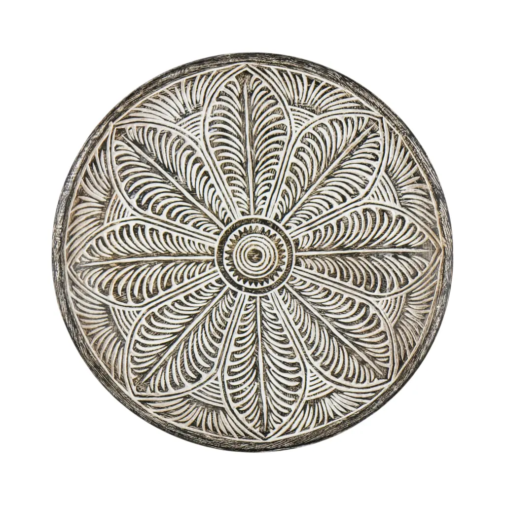 Plat Décoratif Sculpté (Large) - Black Wash - 10 x 60 x 60 cm