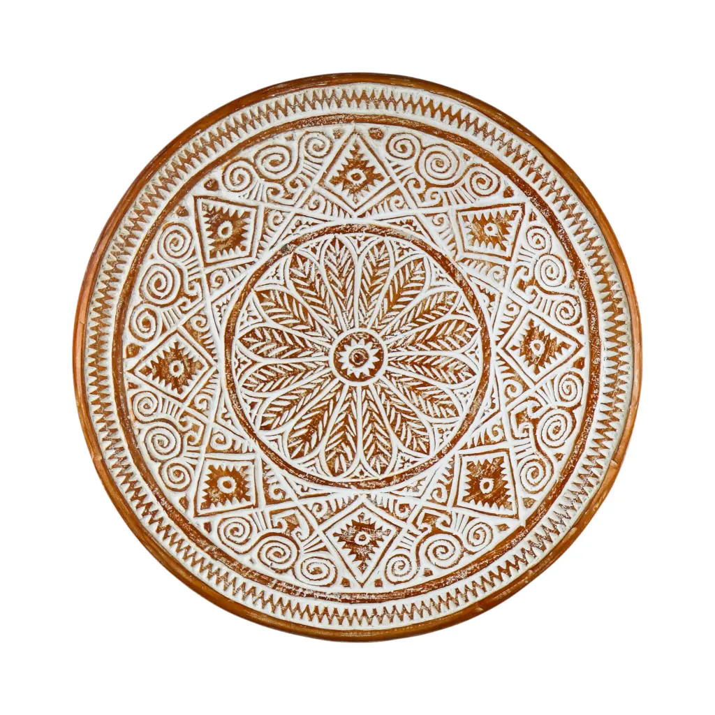 Plat Décoratif Sculpté (Large) - White Wash - 10 x 60 x 60 cm