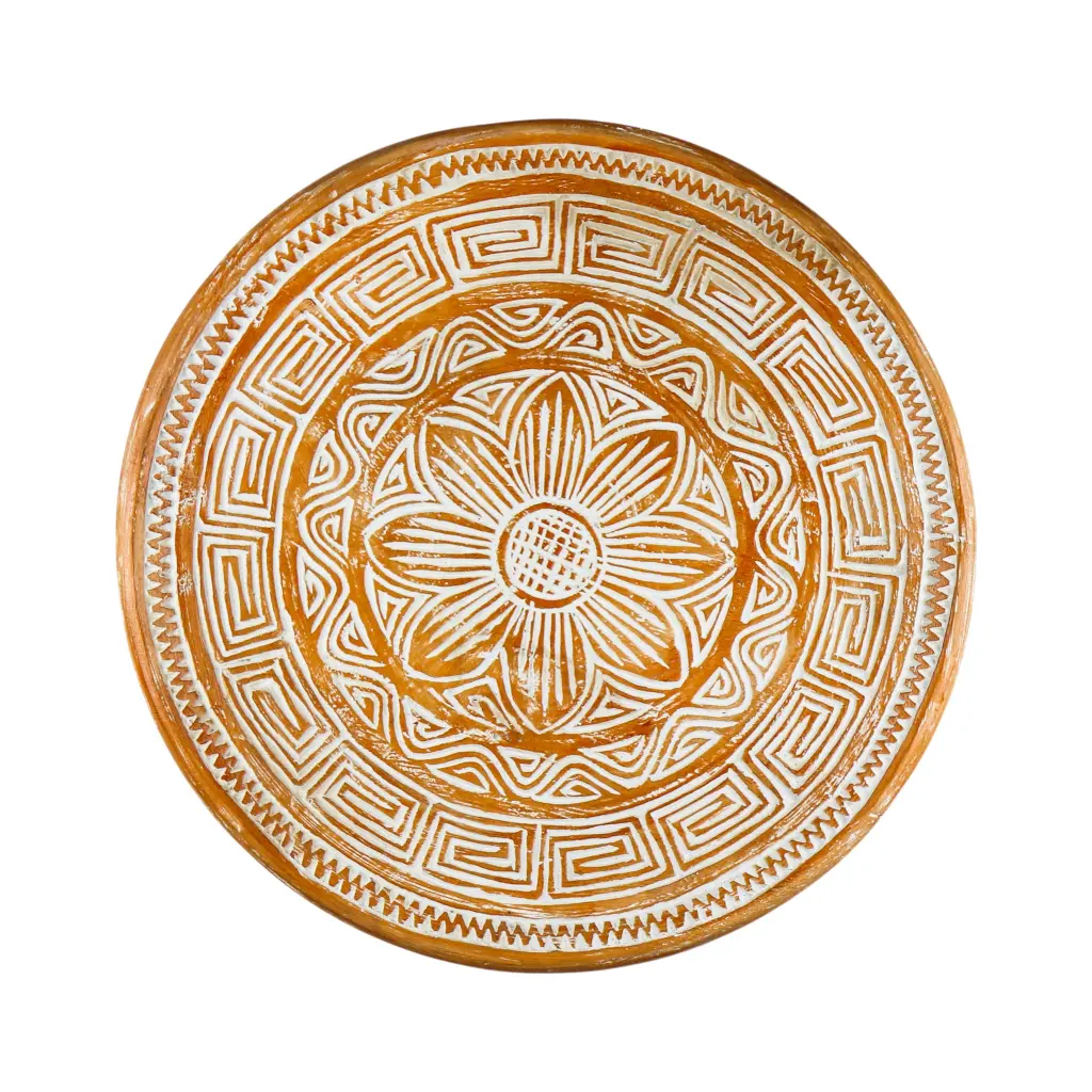 Plat Décoratif Sculpté (Large) - White Wash - 10 x 60 x 60 cm