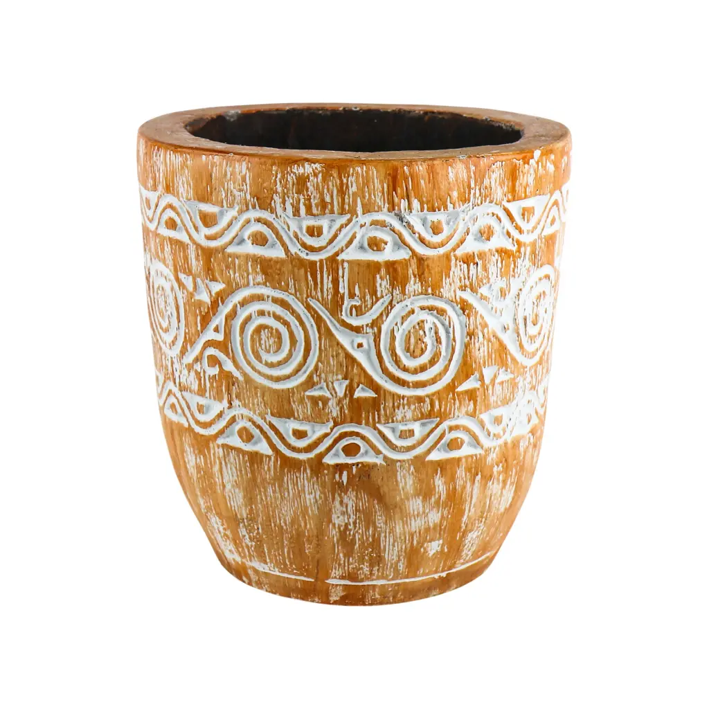 Cache-pot Sculpté - White Wash - 30 x [25;35] x [25;35] cm