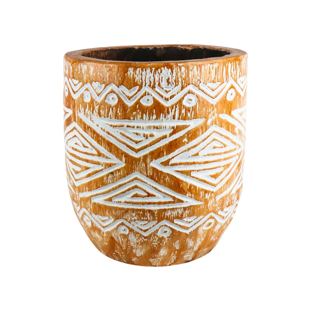 Cache-pot Sculpté - White Wash - 30 x [25;35] x [25;35] cm