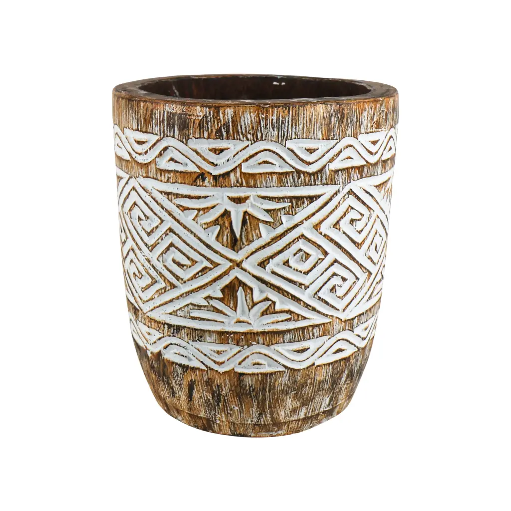 Cache-pot Sculpté - Natural Burn - 30 x [25;35] x [25;35] cm
