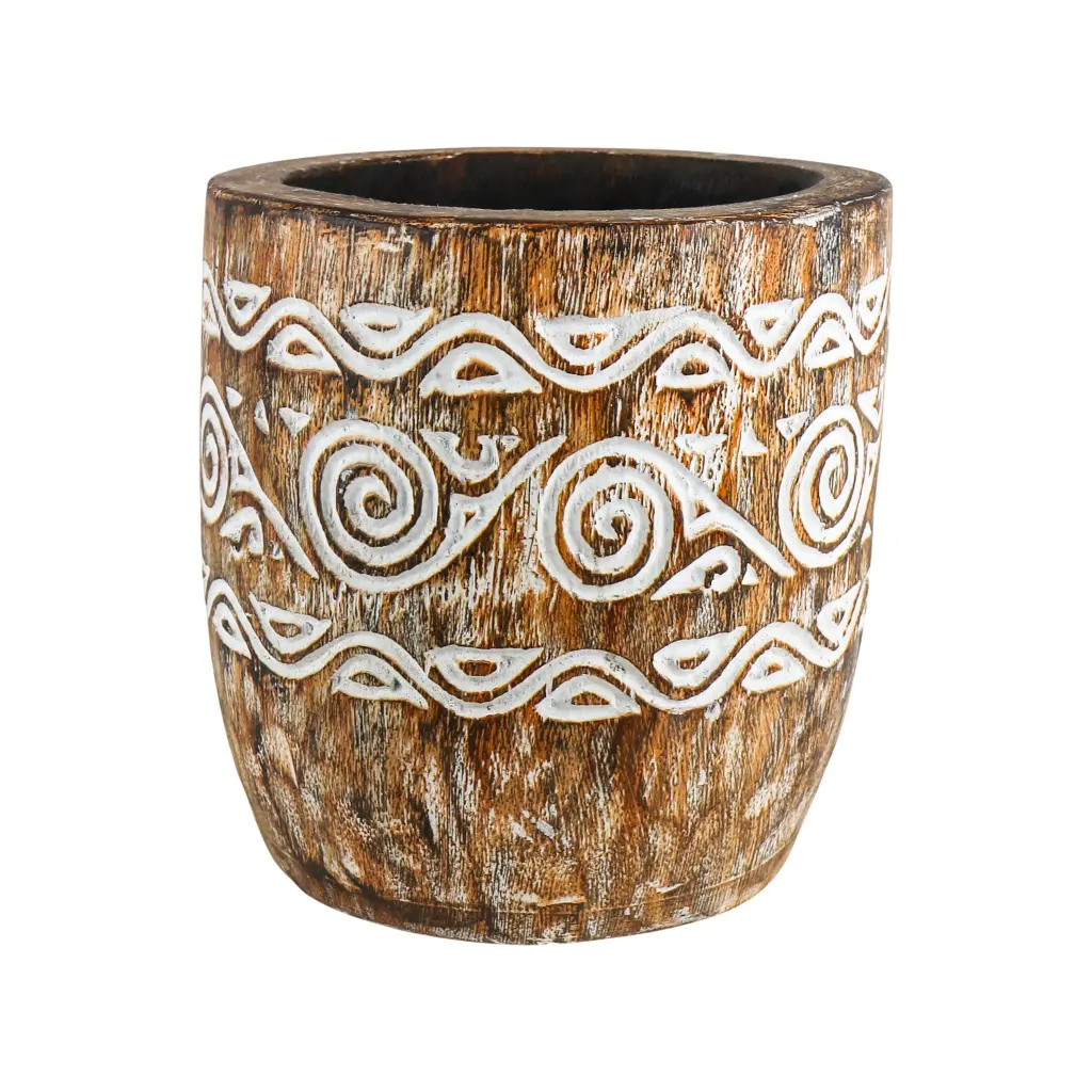 Cache-pot Sculpté - Natural Burn - 30 x [25;35] x [25;35] cm