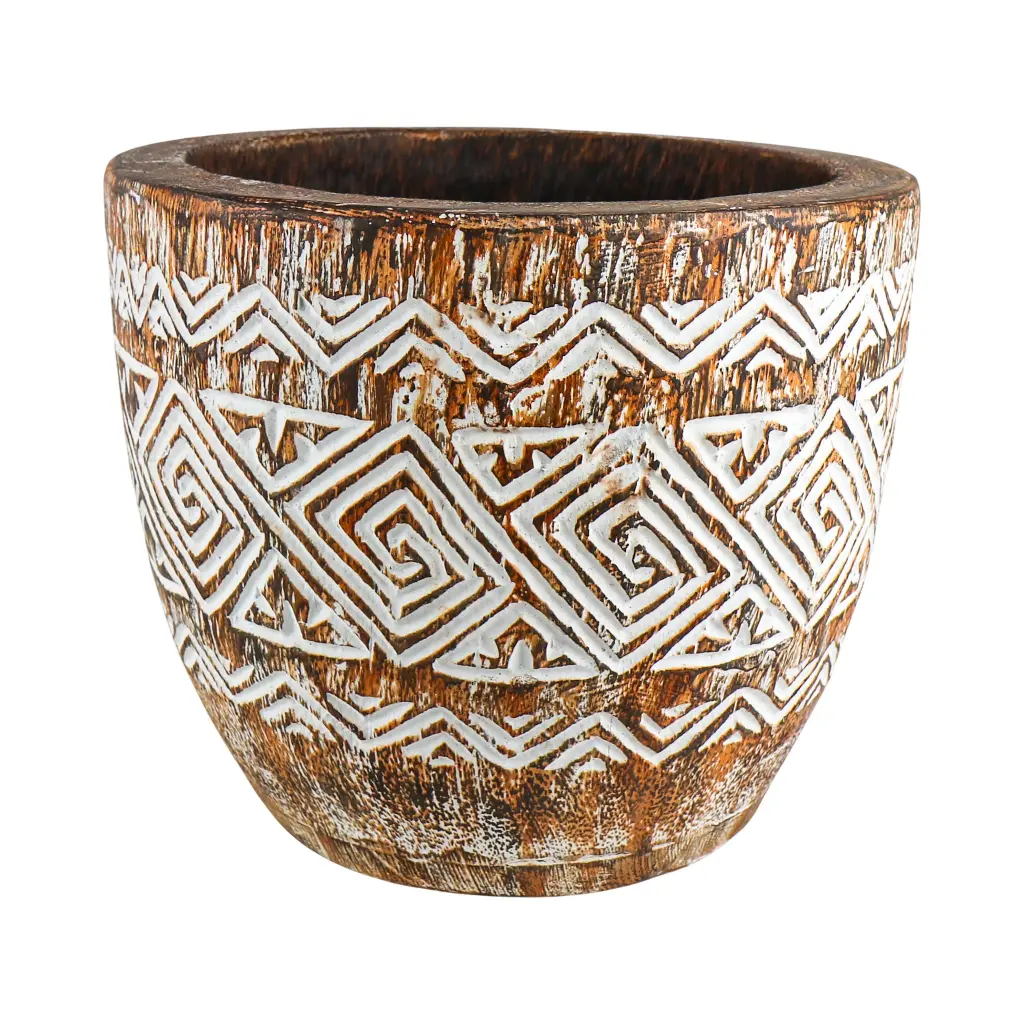 Cache-pot Sculpté - Natural Burn - 30 x [25;35] x [25;35] cm