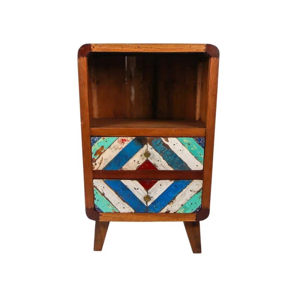 Table de Nuit - 1 étagère, 2 tiroirs - 75 x 50 x 40 cm