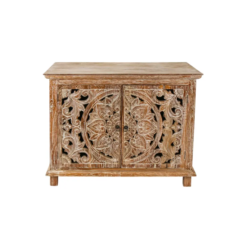 Commode sculptée - 2 portes - 80 x 101 x 44 cm