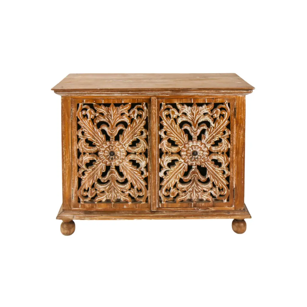 Commode sculptée - 2 portes - 80 x 100 x 45,5 cm