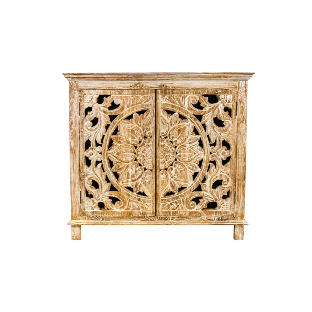 Commode Sculptée - 2 portes - 90 x 101 x 45 cm