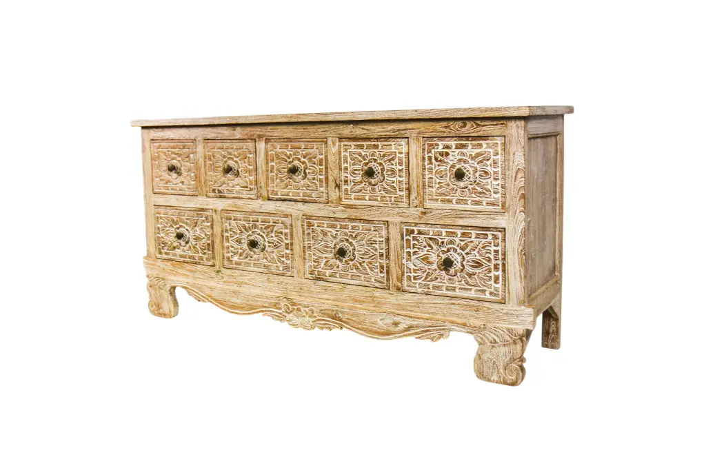 Buffet Sculptée - 9 tiroirs - 80 x 160 x 46 cm