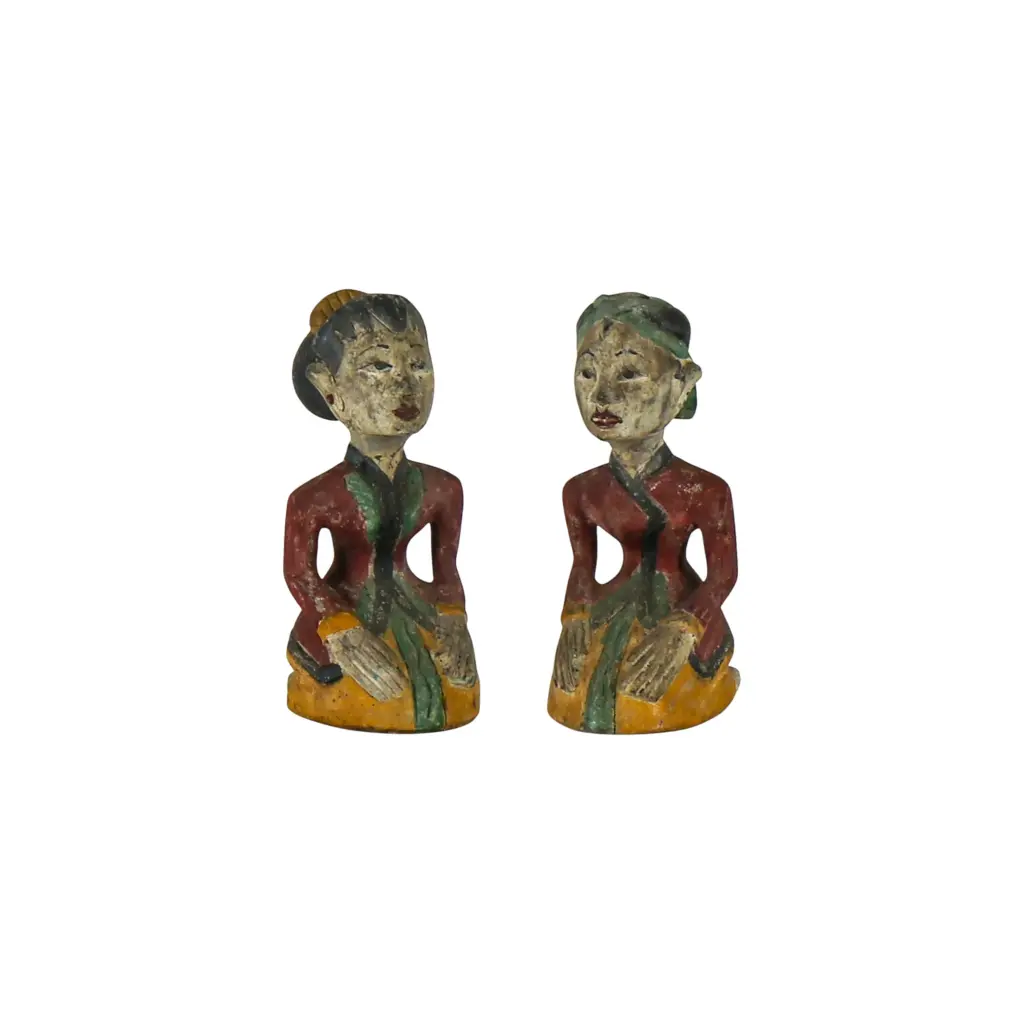 Statues  - Couple Javanais - 26 x 23 x 13 cm
