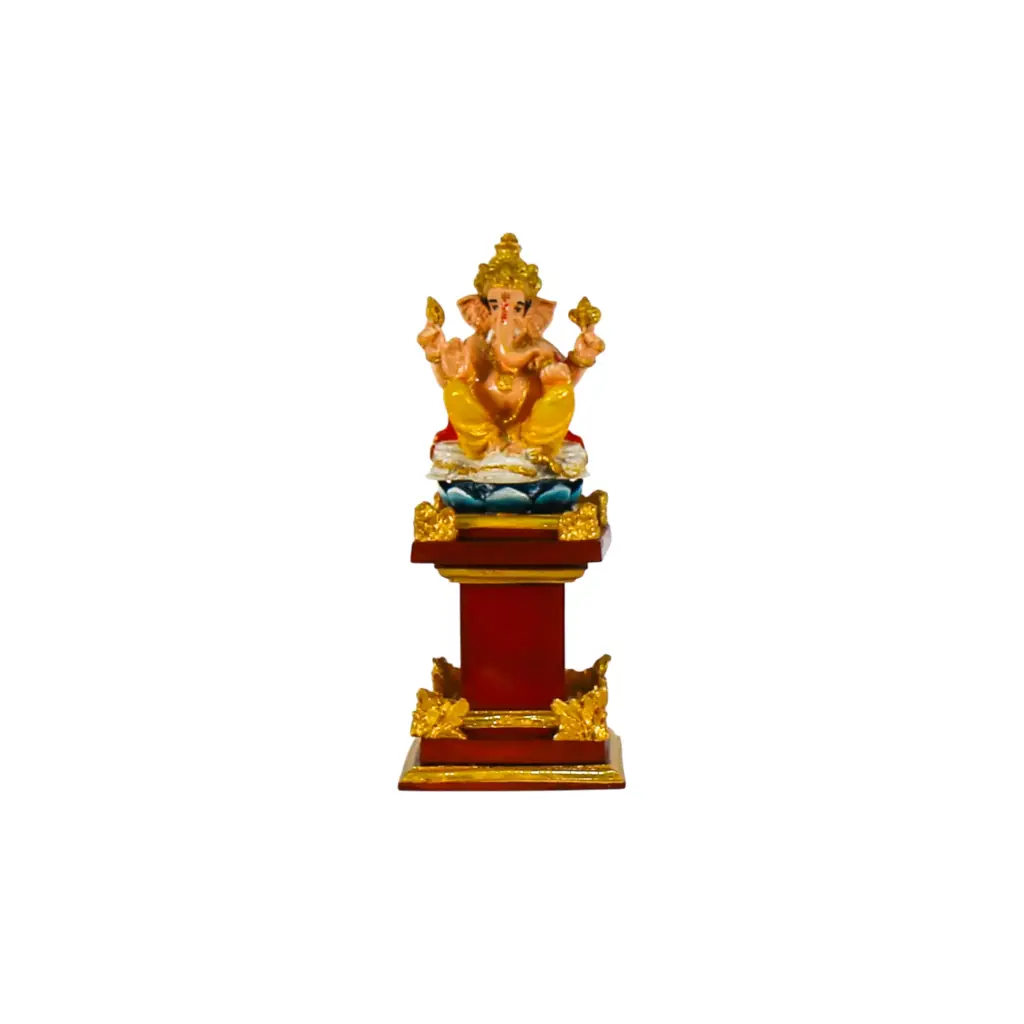 Statue - Ganesh sur Socle - 34 x 14 x 14 cm
