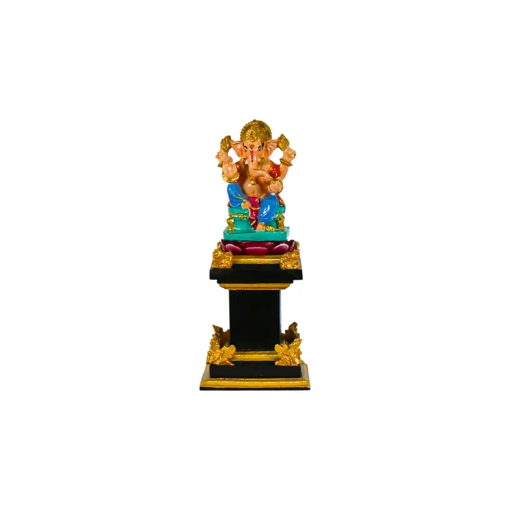 Statue - Ganesh sur Socle - 33 x 14 x 14 cm
