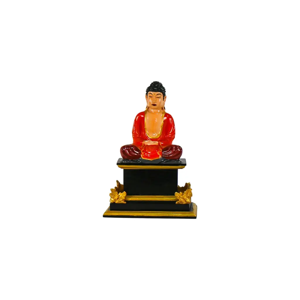Statue - Buddha sur Socle - 29 x 20 x 12 cm