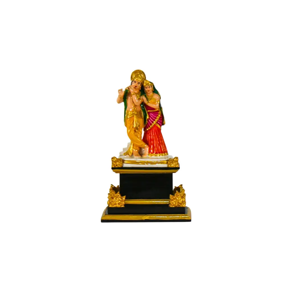 Statue - Radha & Krishna sur Socle - 33,5 x 20 x 11 cm