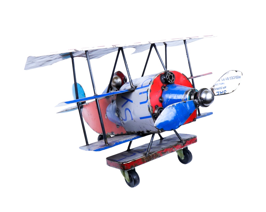 Avion Triplan - Mix Couleur - 40 x 70 x 67 cm