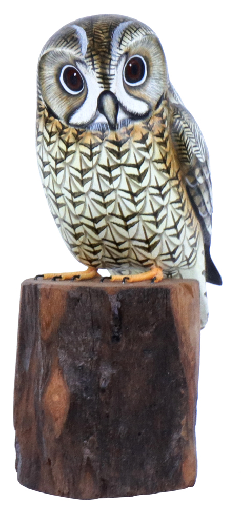 Hibou - Brun, Noir & Blanc - 23 x 14 x 10 cm