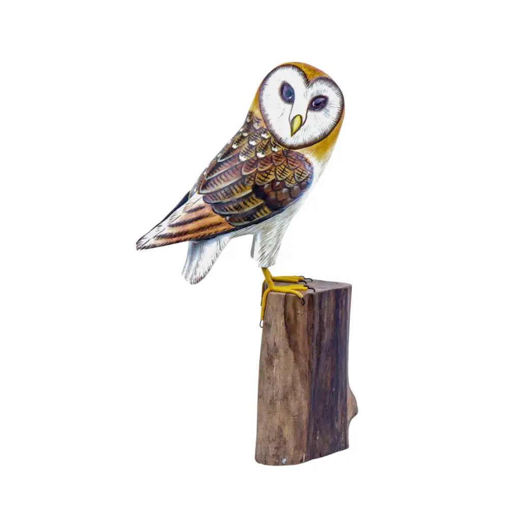 Chouette Effraie - Brun & Blanc - 30 x 16 x 10 cm