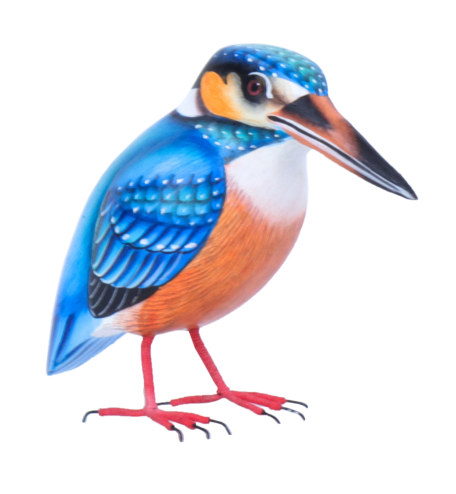 Martin-Pêcheur - Bleu, Orange & Blanc - 11 x 14 x 6 cm