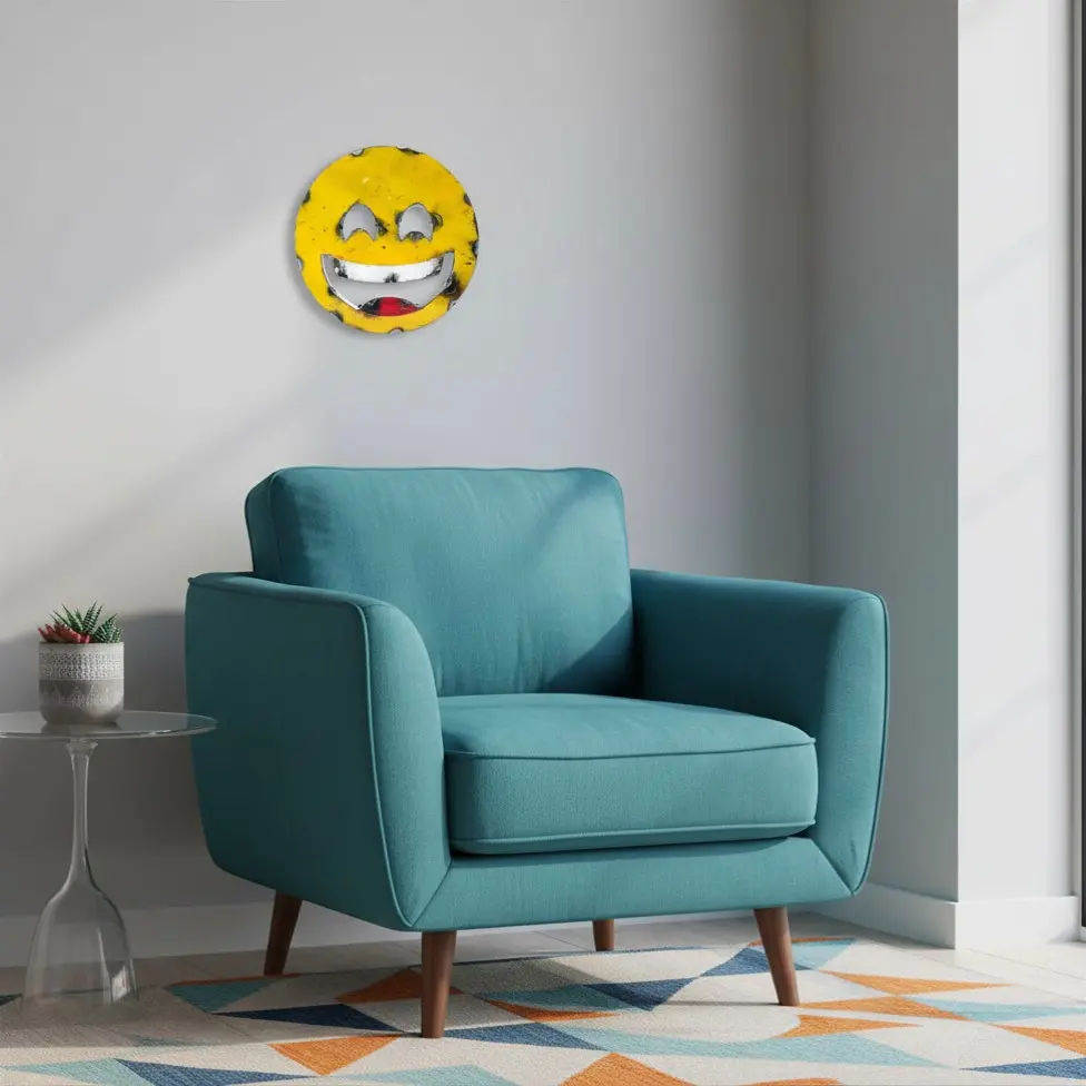 Emoji - 😄 - Visage très souriant aux yeux rieurs - 15 x 15 x 3 cm