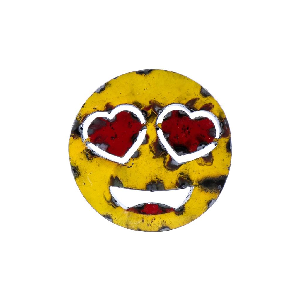 Emoji - Visage souriant avec des yeux en forme de Cœur - 15 cm
