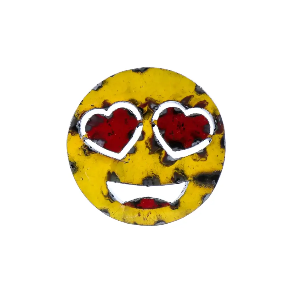 Emoji - 😍 - Visage souriant avec des yeux en forme de Cœur - 15 x 15 x 3 cm