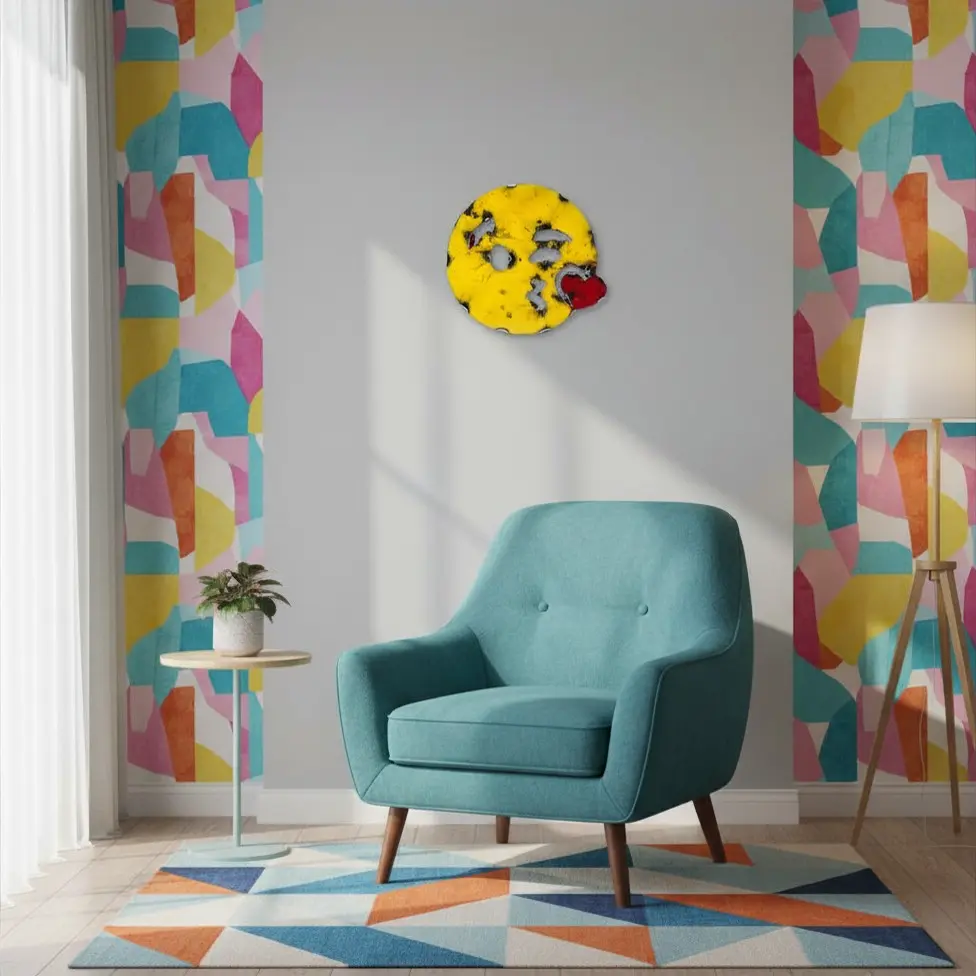 Emoji - 😘 - Visage envoyant un bisou - 15 x 15,5 x 3 cm