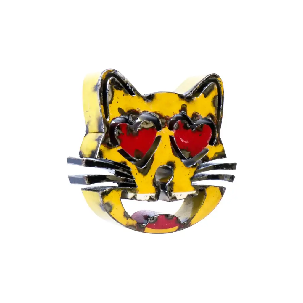 Emoji - 😻 - Chat souriant aux yeux en cœurs - 15 x 16,5 x 3 cm