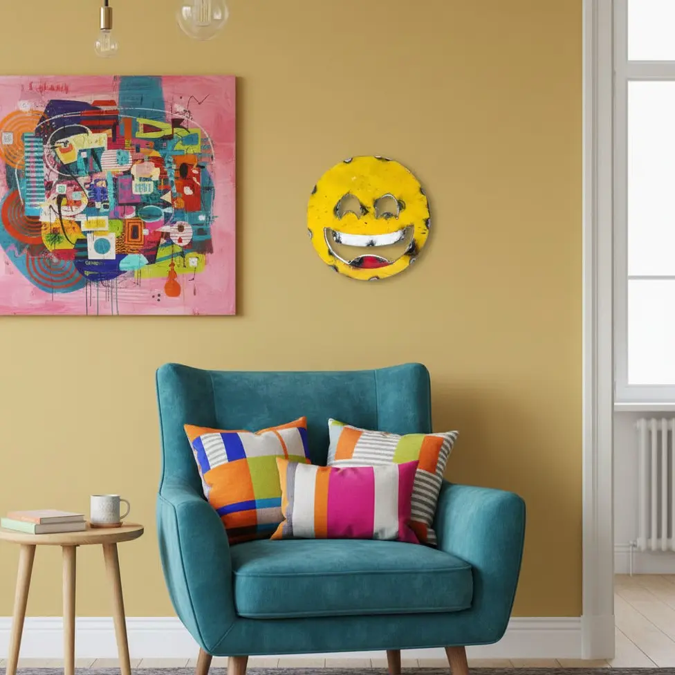 Emoji - 😄 - Visage très souriant aux yeux rieurs - 28 x 28 x 4 cm