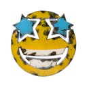 Emoji - 🤩 - Visage avec des étoiles à la place des yeux - 28 x 28 x 4 cm