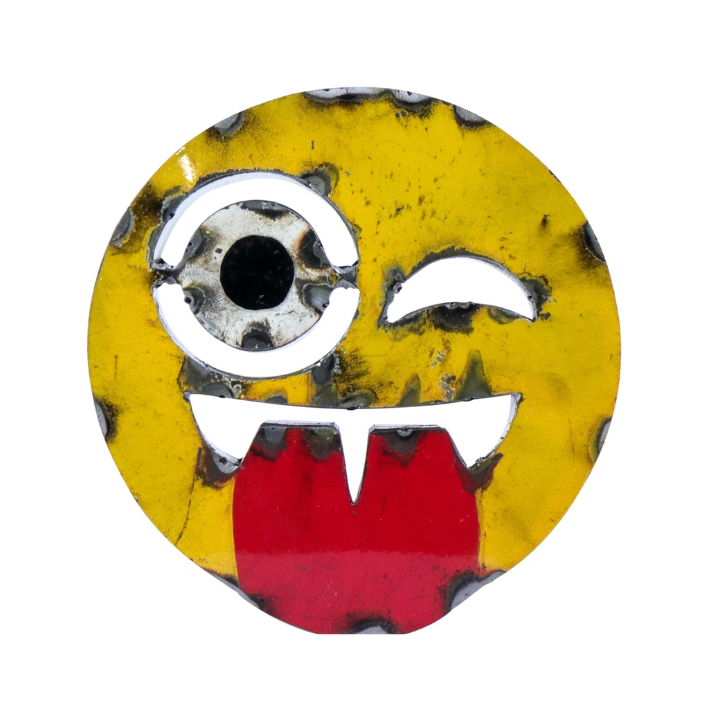 Emoji - 😜 - Visage qui tire la langue et fait un clin d'œil - 30 x 28 x 4 cm