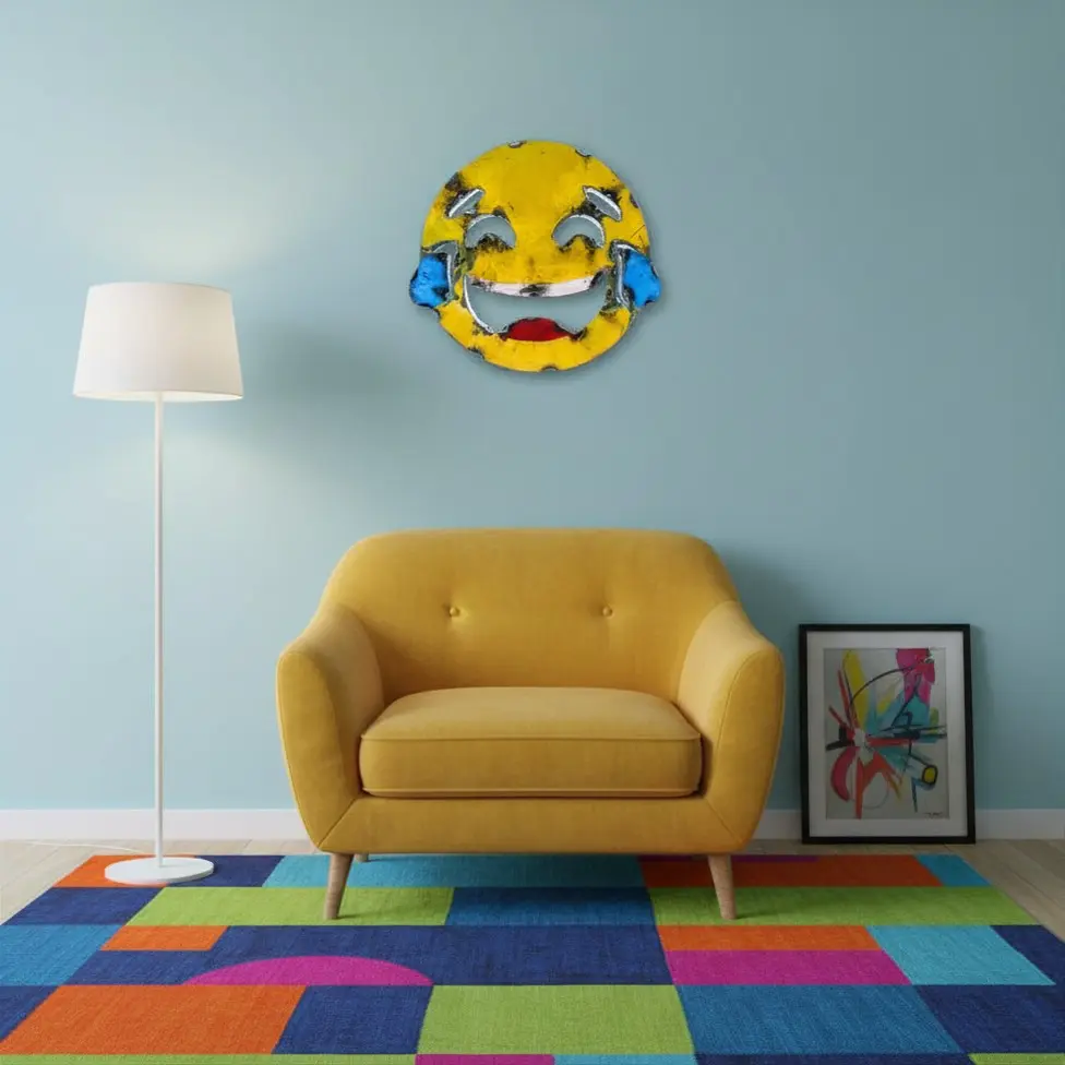 Emoji - 😂 - Visage riant aux larmes - 28 x 30 x 4 cm