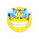 Emoji Upcycling - 🤩 - Visage avec des étoiles à la place des yeux - 30 x 30 x 5 cm
