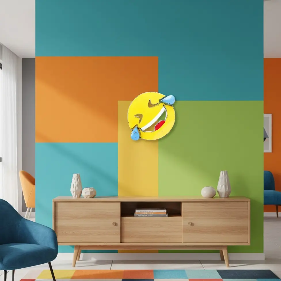 Emoji Upcycling - 🤣 - Se rouler par terre de rire - 30 x 39 x 5 cm