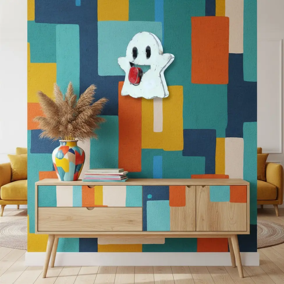 Emoji Upcycling - 👻 - Fantôme - 30 x 30 x 5 cm