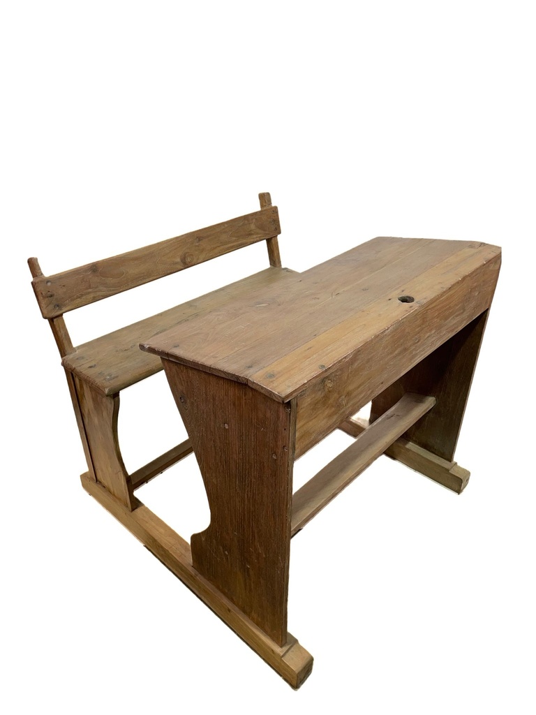 Banc d'École Ancien - 100 x 90 x 100 cm
