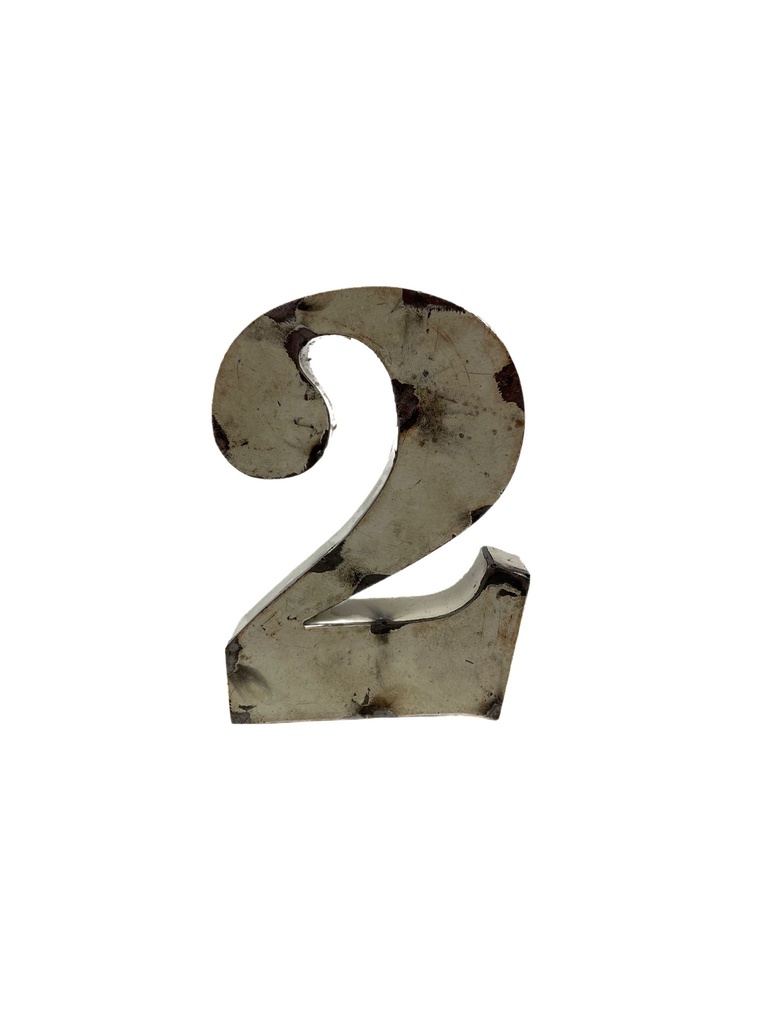 Lettre en Métal - '2' - Petite - 15 cm