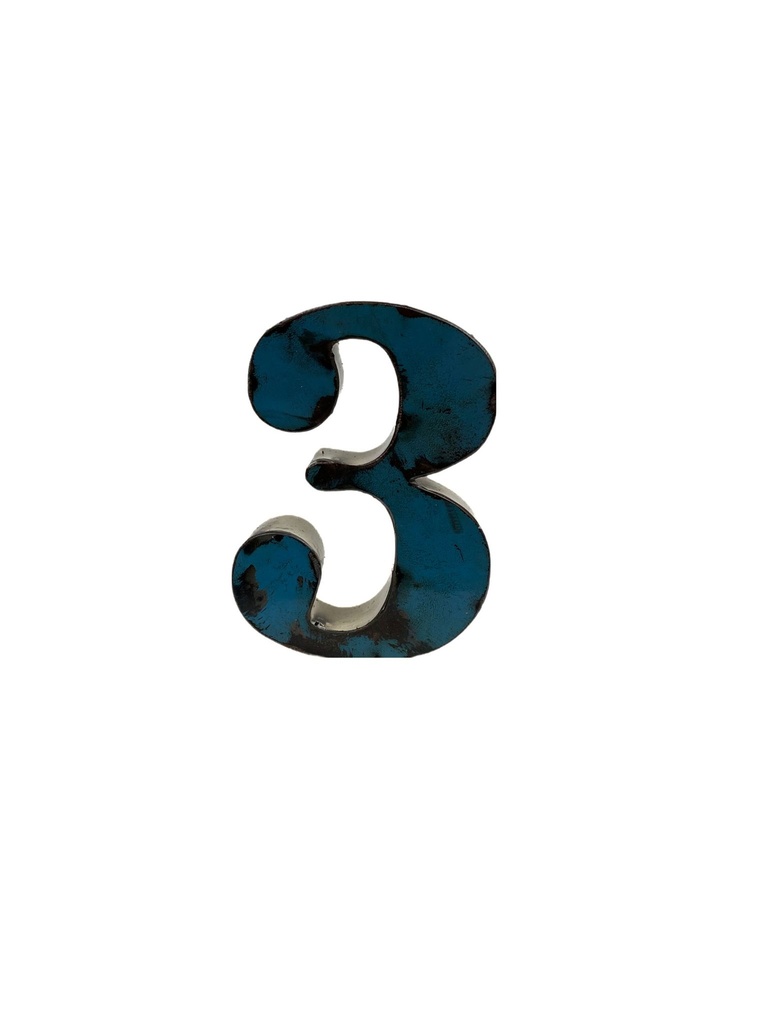 Lettre en Métal - '3' - Petite - 15 cm