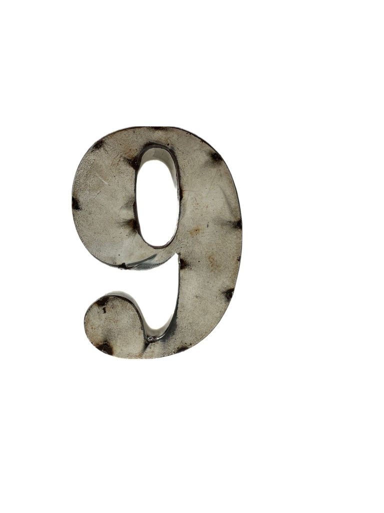 Lettre en Métal - '9' - Petite - 15 cm