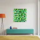 Décoration Murale 'Pimp Carré' - Turquoise, Vert Clair, Vert Foncé & Crème - 150 x 150 x 5 cm