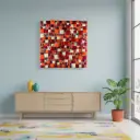 Décoration Murale 'Pimp Carré' - Orange, Rouge, Cuivre & Crème - 150 x 150 x 5 cm