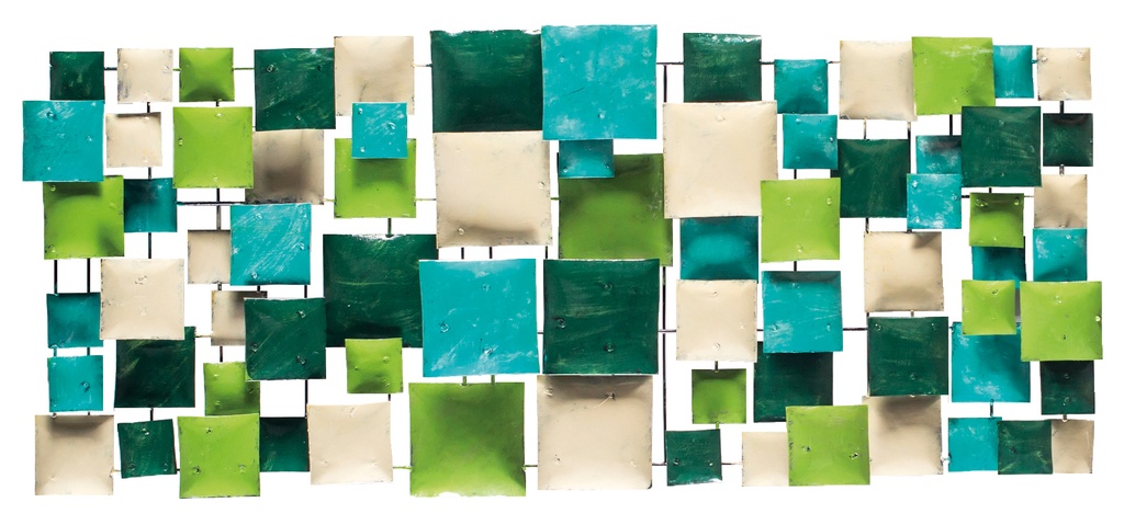 Décoration Murale Pimp Rectangle - Turquoise + Vert Clair + Vert Foncé + Crème - 120 x 50 cm