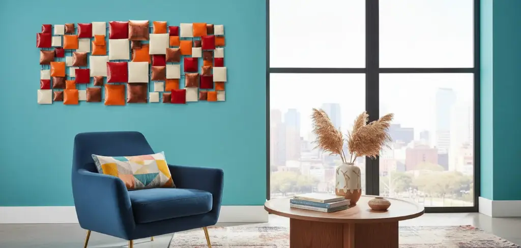 Décoration Murale 'Pimp Rectangle' - Orange, Rouge, Cuivre & Crème - 120 x 50 x 5 cm