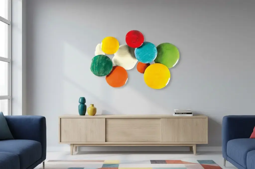 Décoration Murale 'Pimp Cercle' - Mix Couleur - 100 x 70 x 13 cm